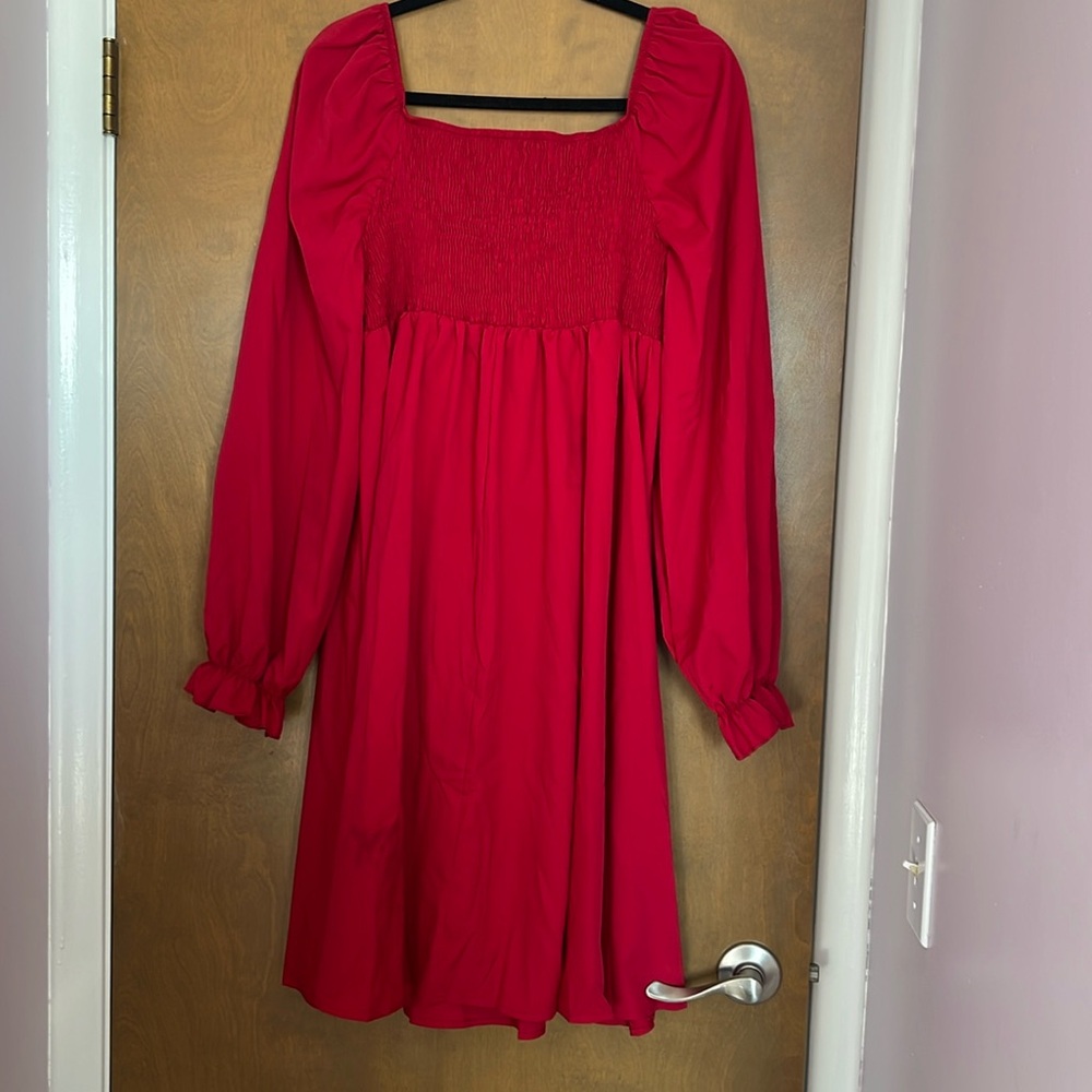 Women’s XL red midi dress, reversible bow (can be worn back or front)